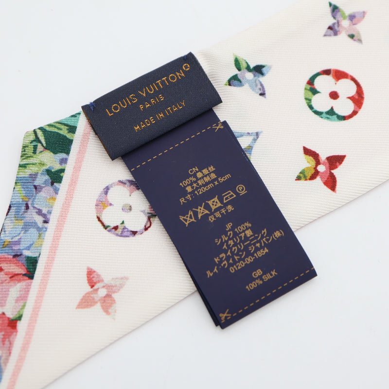 LOUIS VUITTON ルイヴィトン LV バンドーBB M77904 フラワーモノグラム柄 シルク100 ピンク×ホワイト 箱有 M4156