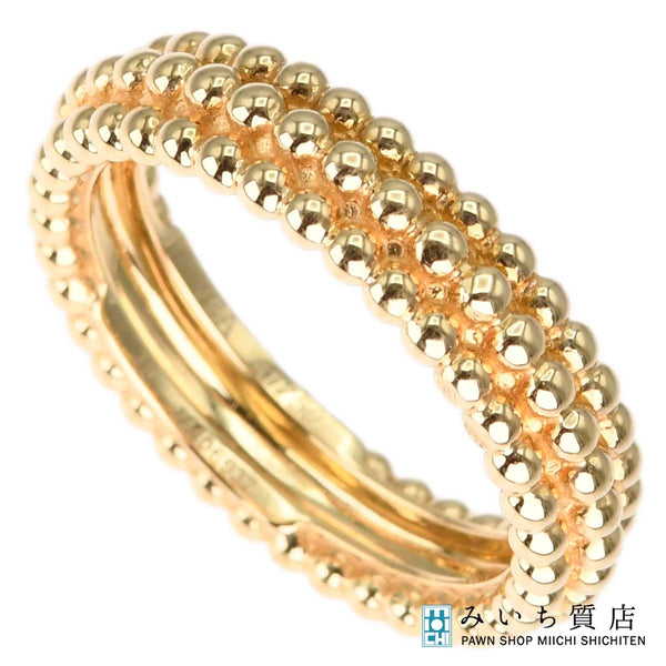 仕上済 VanCleef&Arpels ヴァンクリーフ&アーペル VCA リング 指輪 ペルレ 3連 ゴールドパール 750 #58 約17号 8.2g 箱・ケース・保証書有 H8428