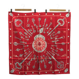 HERMES エルメス カレ90 スカーフ LES CLES 鍵柄 シルク100% レッド色 箱有 H17445