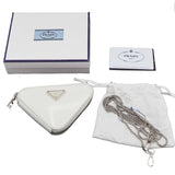 PRADA プラダ トライアングル チェーン ポーチ ミニポーチ ショルダー 1NR005 白 ホワイト コインケース 箱保ストラップ H20533