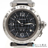 稼働 腕時計 Cartier カルティエ パシャC メリディアン GMT ビッグデイト W31049M7 自動巻き 黒色文字盤 M3795