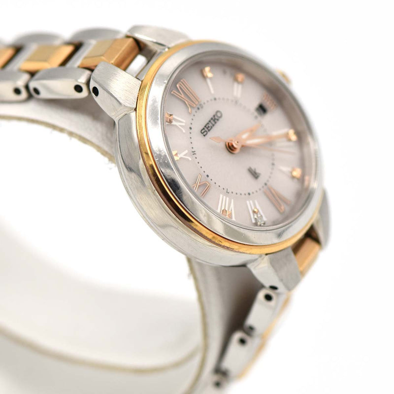 稼働 腕時計 SEIKO セイコー LUKIA ルキア LK 1B22-0CR0 デイト 電波ソーラー シルバー色文字盤 レディースコマ有 H18518