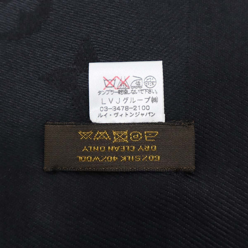 LOUIS VUITTON ルイヴィトン M74752 大判ストール 140cm モノグラム アントラシット ショール シルク ウール 黒 箱 ok1068
