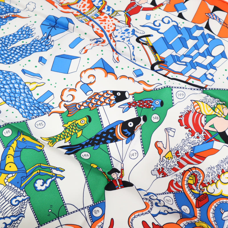 未使用 HERMES エルメス カレ70 エルメスの叙事詩 デタイユ L'Epopee d'Hermes Detail シルク100 マルチカラー 箱有 H19252