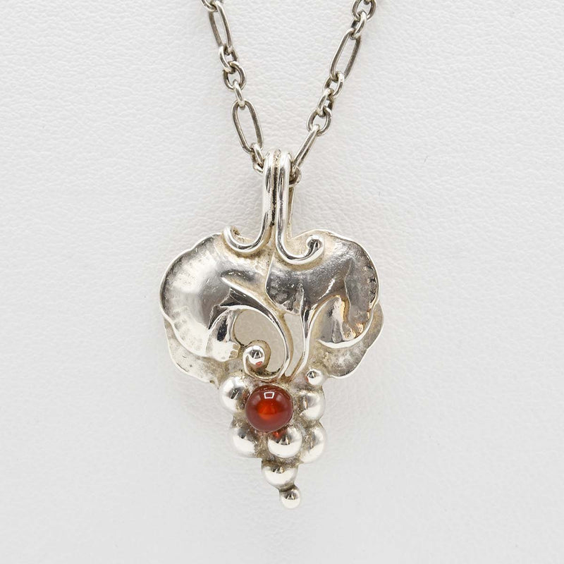 GEORG JENSEN ジョージジェンセン 1996 ヘリテージ ネックレス 葡萄 グレープ シルバー925 カーネリアン 約10.7g 25k651-12
