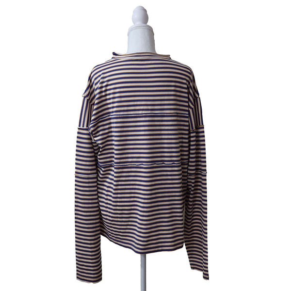 MARNI マルニ シャツ ロングTシャツ サイズ48 ボーダー ブルー オレンジ 服 25k860-2