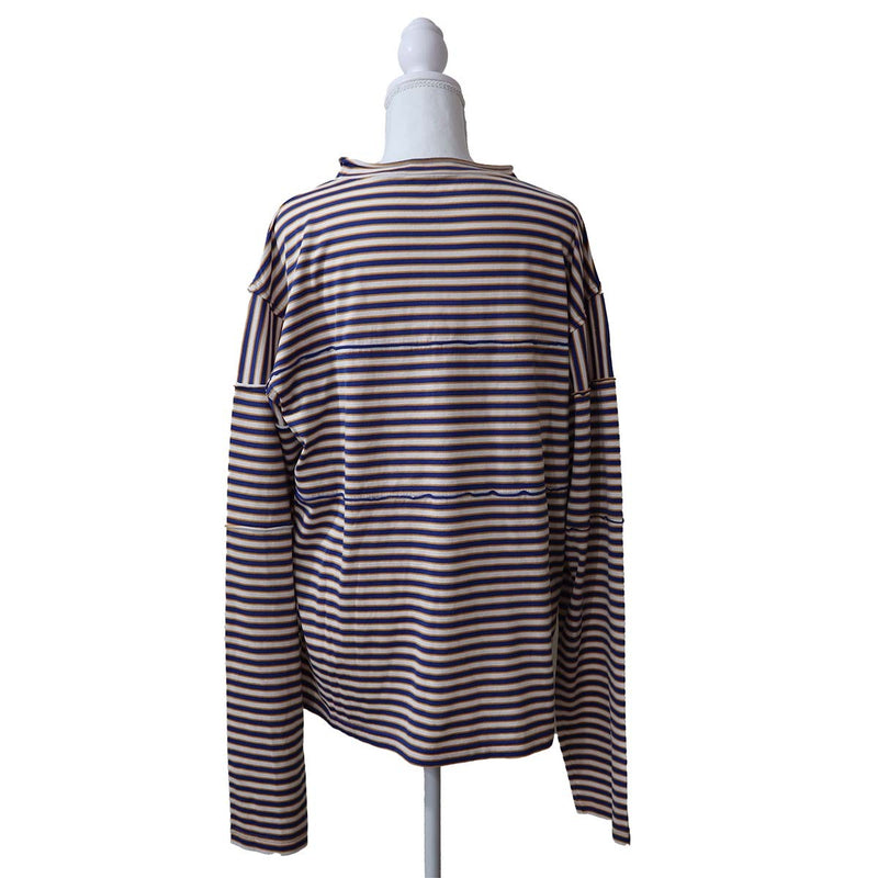 MARNI マルニ シャツ ロングTシャツ サイズ48 ボーダー ブルー オレンジ 服 25k860-2