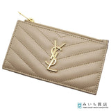 Yves Saint Laurent YSL イヴサンローラン フラグメントケース カードケース ロゴ ベージュ レディース H22140