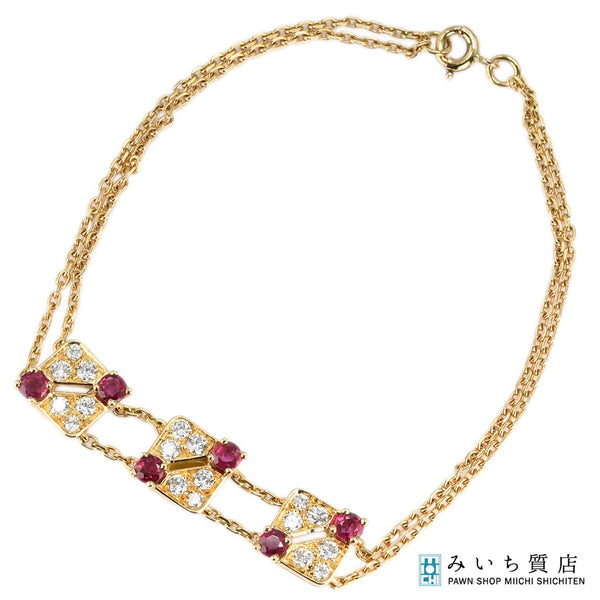 仕上済 Mauboussin モーブッサン ブレス ブレスレット 18kt ダイヤ ルビー 約6.3g ジュエリー H7129