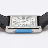 稼働 腕時計 Cartier カルティエ タンクソロ クォーツ シルバー色文字盤 2024年4月電池交換済 ベルト社外 ケース有 gen83