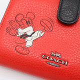 美品 COACH コーチ ミッキー コラボ 空手 二つ折り財布 財布 ウォレット レッド×ブラック 保管袋 H21948