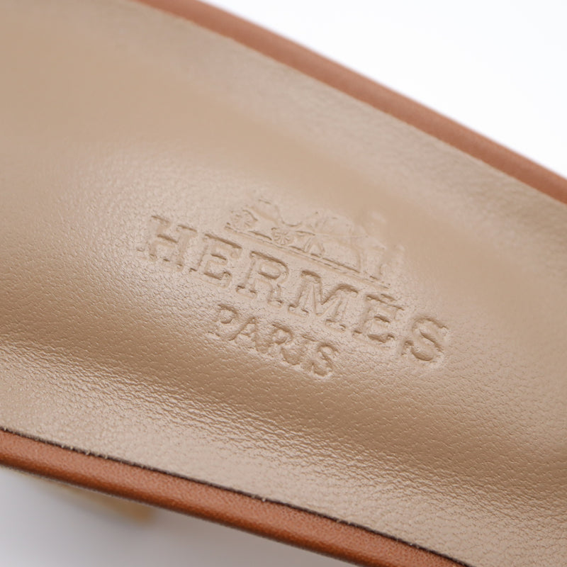 未使用 HERMES エルメス Oasis オアジス 071002Z サンダル Hロゴ シューズ 36 1/2 ブラウン レディース 箱有 H17075