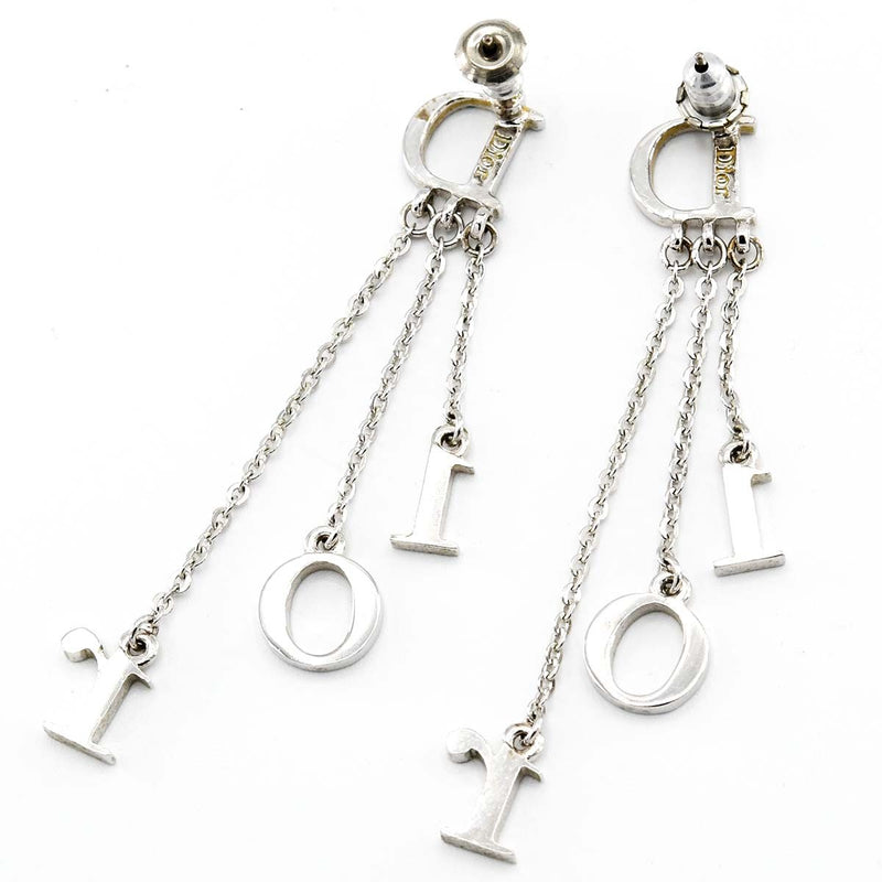 Christian Dior クリスチャンディオール ピアス ロゴ ラインストーン 重量約4.8g シルバーカラー レディース アクセサリー H2679