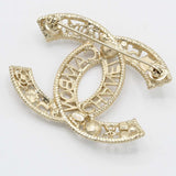 CHANEL シャネル ブローチ カンボン ラインストーン ゴールドカラー フェイクパール アクセサリー 箱有 H18918