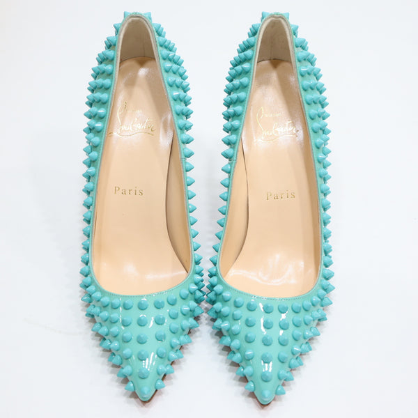 Christian Louboutin クリスチャン ルブタン スパイクスタッズ ハイヒール 37サイズ ブルー系 レディース 箱・保管袋 H12947