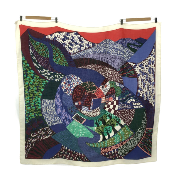 HERMES エルメス スカーフ カレ140 カレジュアン A Travers Champs 田園を通り抜けて カシシル ブルー系 服飾小物 H19205