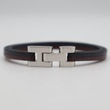 HERMES エルメス ブレスレット パロミノ F1 02 53 ブラウン ブラック系 レザー 箱袋 J798