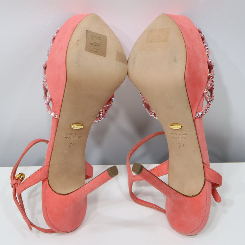 Sergio Rossi セルジオロッシ ピンヒール 37 23.5cm マーメイド ラインストーン ピンク レディース 箱袋有 H8339