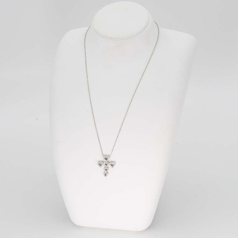 Ponte Vecchio ポンテヴェキオ ネックレス ダイヤ ハート クロス K18 D0.50 約6.8g ホワイトゴールド アクセサリー H18897