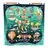 美品 HERMES エルメス カレ90 LES FOLIES DU CIEL 大空の狂気 スカーフ 服飾小物 グリーン 箱 eco1360