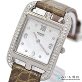稼働 腕時計 HERMES エルメス ケープコッド CC1.232 ベゼルダイヤ 8PD QZ 白シェル文字盤 2024.7月電池交換 eco1023