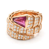BVLGARI ブルガリ セルペンティ ヴァイパー リング ルベライト パヴェダイヤ スネーク サイズL 13号 750 K18PG 15.6g ◆H21695