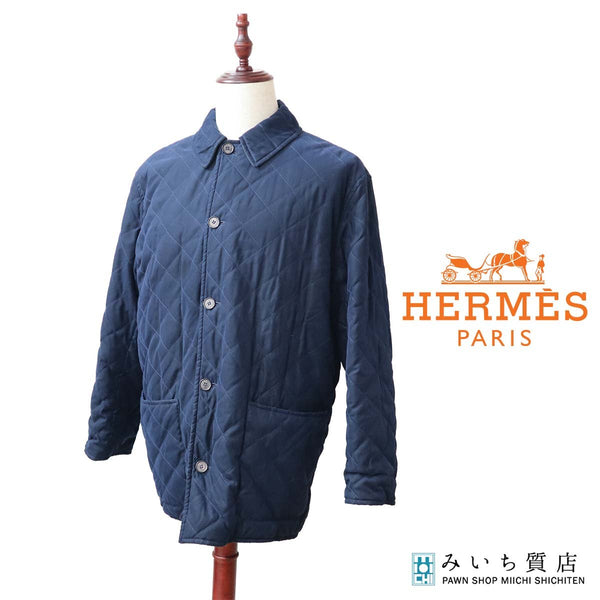 HERMES エルメス キルティングジャケット リバーシブル サイズ44 ネイビー メンズ 服 yo1319