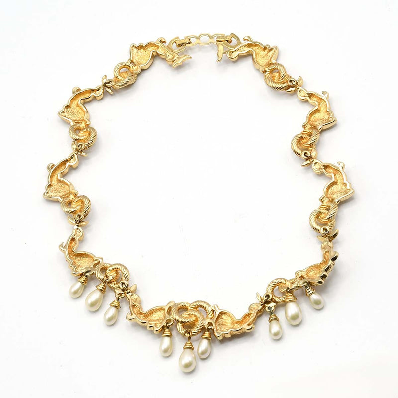 Christian Dior ディオール ゴールドフィッシュ イヤリング ネックレス セット フェイクパール アクセサリー まとめ ケースあり hi28