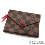 LOUIS VUITTON ルイヴィトン LV 財布 ポルトフォイユ・ヴィクトリーヌ N41659 ダミエ エベヌ 赤 袋あり 23s1257-1