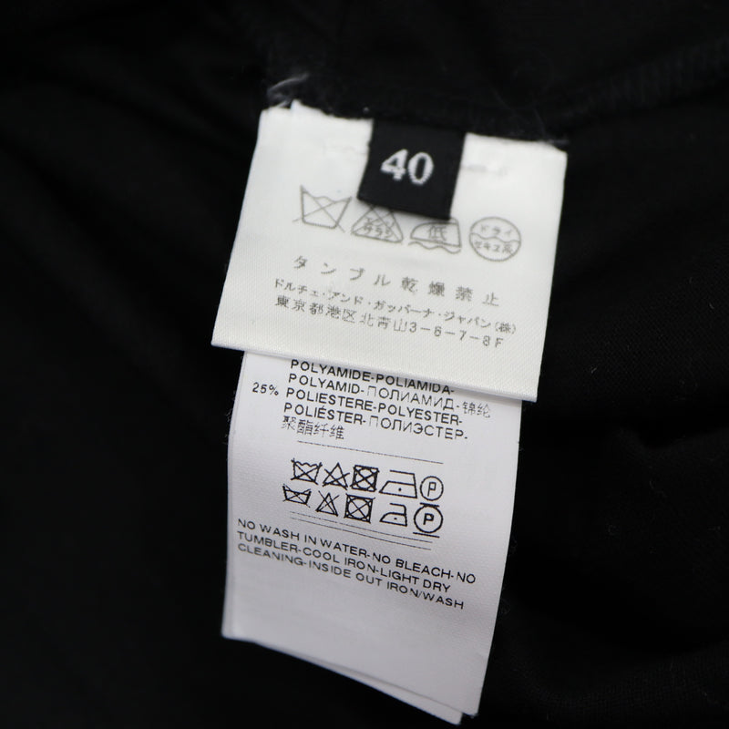 DOLCE&GABBANA ドルチェ&ガッバーナ ドルガバ スパンコール バラ 薔薇 半袖 Tシャツ レディース サイズ40 ブラック 25k167-77