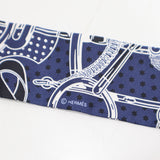 未使用 HERMES エルメス ツイリー Eperon d'Or Cut エプロンドール バンダナ シルク100 ネイビー 箱有 25s179-8