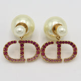 Christian Dior ディオール ピアス フェイクパール ラインストーン ピンク アクセサリー H21429