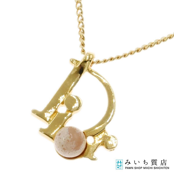 Christian Dior ディオール ネックレス ロゴ フェイクパール ゴールドカラー 約3.2g アクセサリー H20332