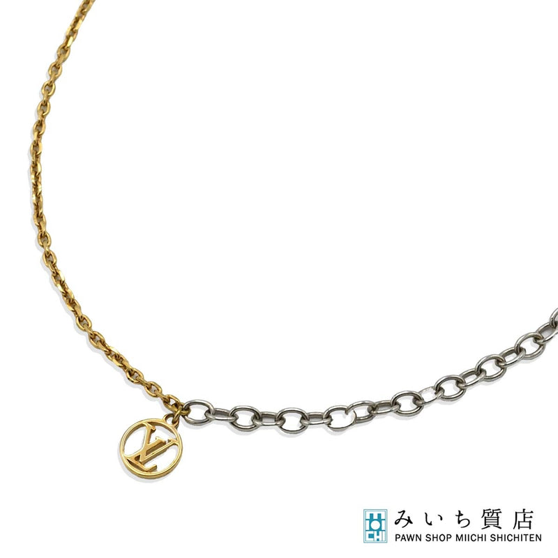 LOUIS VUITTON ルイヴィトン LV ネックレス M68074 ゴールドカラー×シルバーカラー コンビ アクセサリー ok947