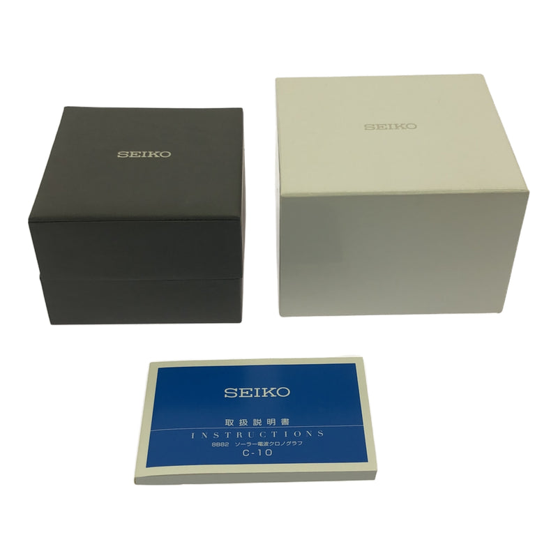 稼働 腕時計 SEIKO セイコー 8B82-0AE0 クロノグラフ ソーラー 黒色文字盤 メンズ 箱・取説有 24s865-1