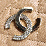 CHANEL シャネル カードケース パスケース ココマーク キャビアスキン ベージュ系 H22023