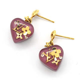 LOUIS VUITTON ルイヴィトン  LV ピアス M66082 アンクルージョン ピンクパープル ハート アクセサリー 箱有 25k803-1
