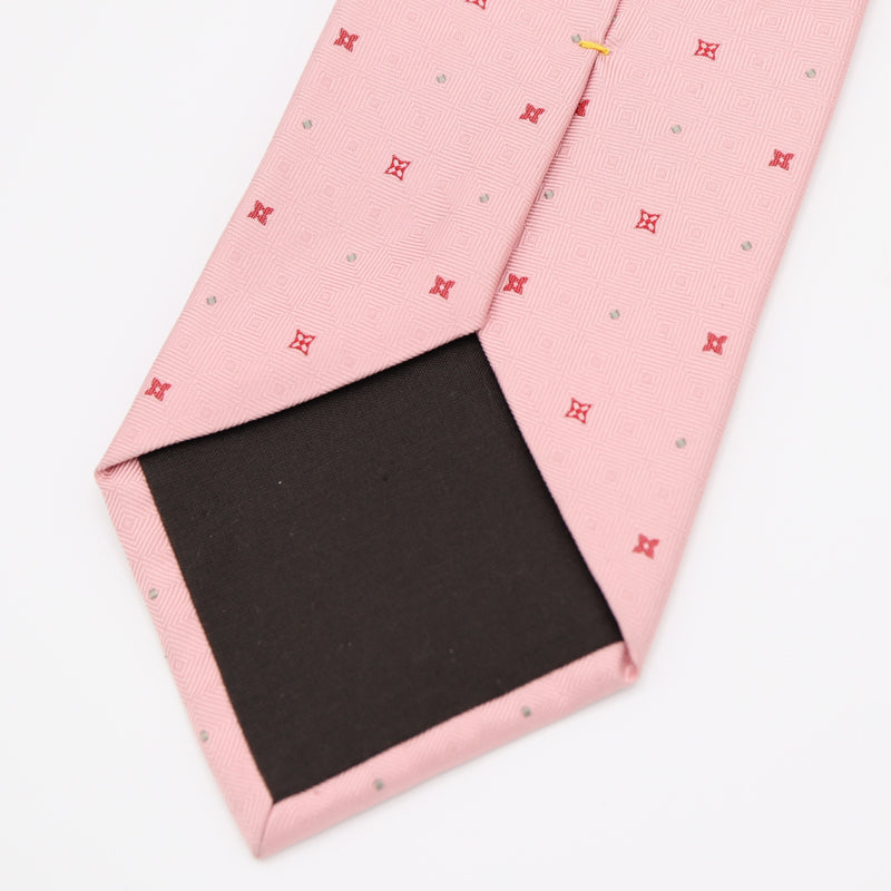 LOUIS VUITTON ルイヴィトン LV ネクタイ 総柄 ピンク シルク100 服飾小物 メンズ H18653
