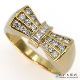 仕上済 Ponte Vecchio ポンテヴェキオ PV リング 15号 リボン アクセサリー 18K D0.53 約5.3g H615