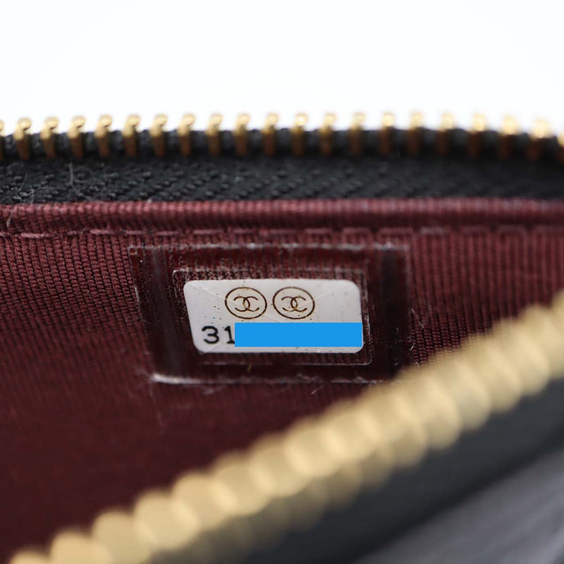 CHANEL シャネル フラグメントケース キャビアスキン マトラッセ クラシックポーチ ブラック×ゴールド 31番代 ギャラあり M3734