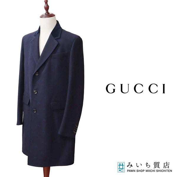 GUCCI グッチ チェスターコート BEE 蜂 サイズ52R アウター オーバーコート ネイビー色 メンズ 24s1033-12