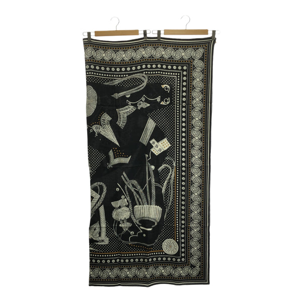 未使用 HERMES エルメス カレジェアン140 ズアヴとドラゴン Zouaves et Dragons バンダナ 大判ストール ブラック系 箱有 H18426