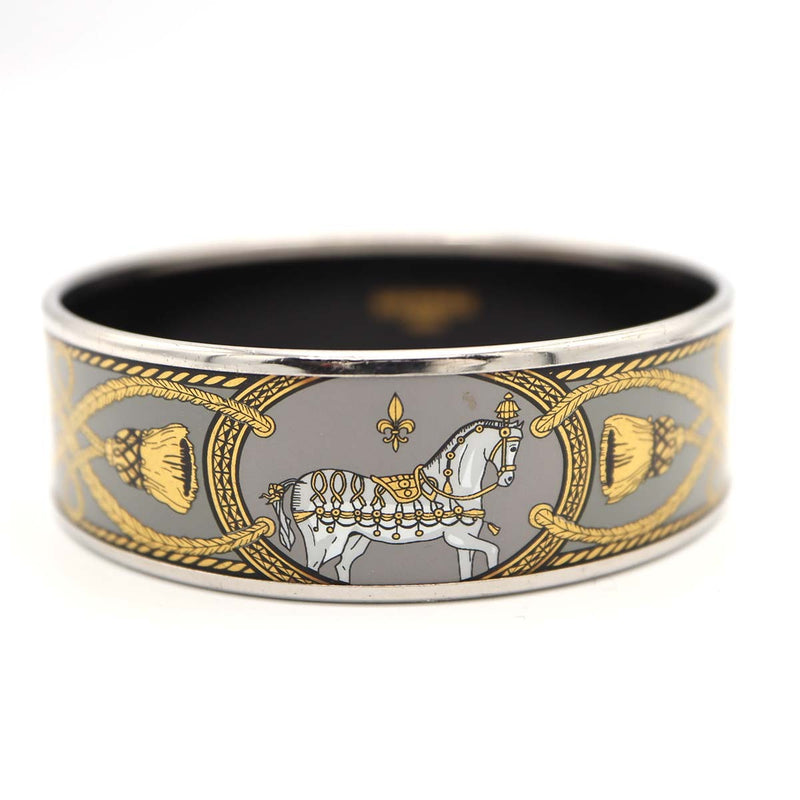 HERMES エルメス エマイユGM バングル 七宝焼き 馬 総重量約47.7g シルバーカラー アクセサリー レディース k1160