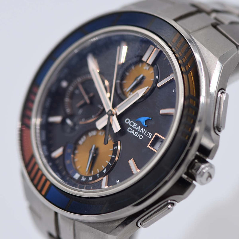 腕時計 稼働 CASIO カシオ オシアナス OCW-S5000 ソーラー 電波時計 江戸切子 2000本限定 黒色文字盤 箱有 yo105