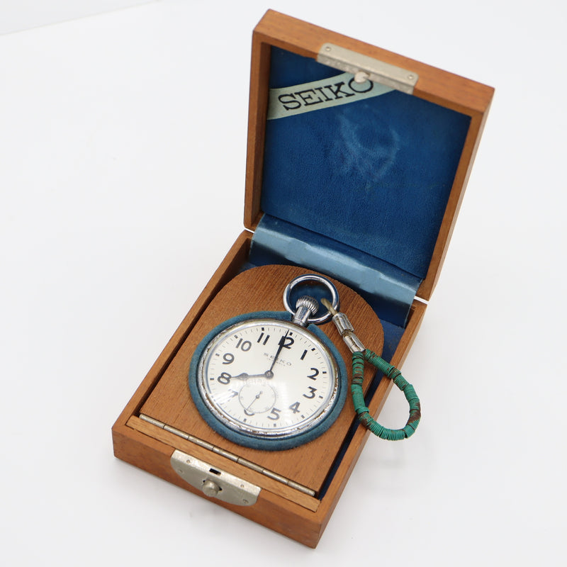 懐中時計 稼働 SEIKO セイコー 24型 9119-0040 手巻き 白色文字盤 木箱 24s398-1