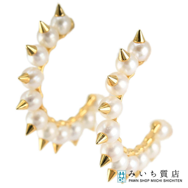 仕上済 TASAKI タサキ デインジャー トライブ パール ピアス 750 約5.5g ジュエリー アクセサリー 外箱・ケース有 M2604