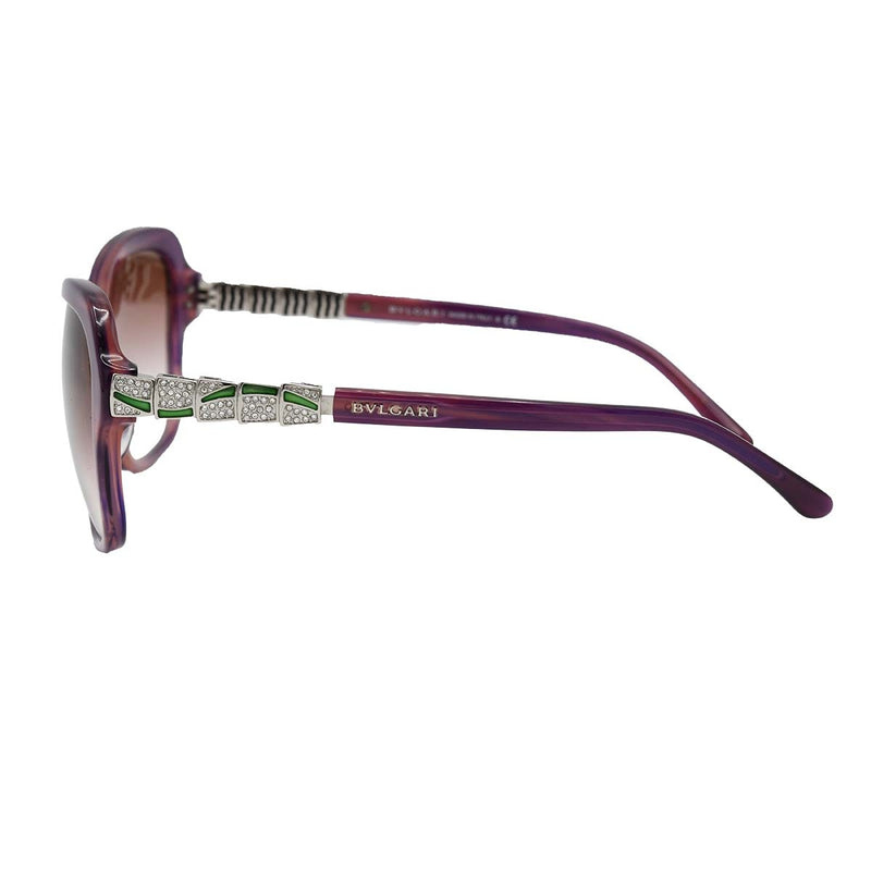 BVLGARI ブルガリ サングラス 8142-B-F 8254/8H パープル ラインストーン 度無し ケース付 H18660