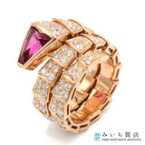 BVLGARI ブルガリ セルペンティ ヴァイパー リング ルベライト パヴェダイヤ スネーク サイズL 13号 750 K18PG 15.6g ◆H21695