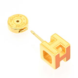 HERMES エルメス ピアス カージュドアッシュ Hキューブ オレンジ/ゴールドカラー アクセサリー レディース 5.8g ok1050