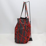 PRADA プラダ トートバッグ ナイロン 総柄 三角ロゴ レッド グレー 鞄 H18173